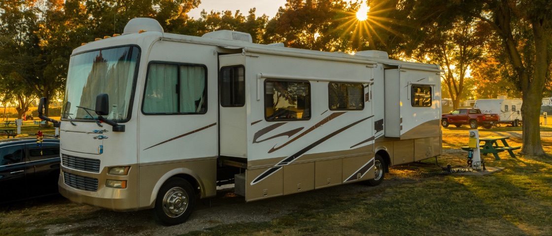 RV in winter storage at Idle Wheels